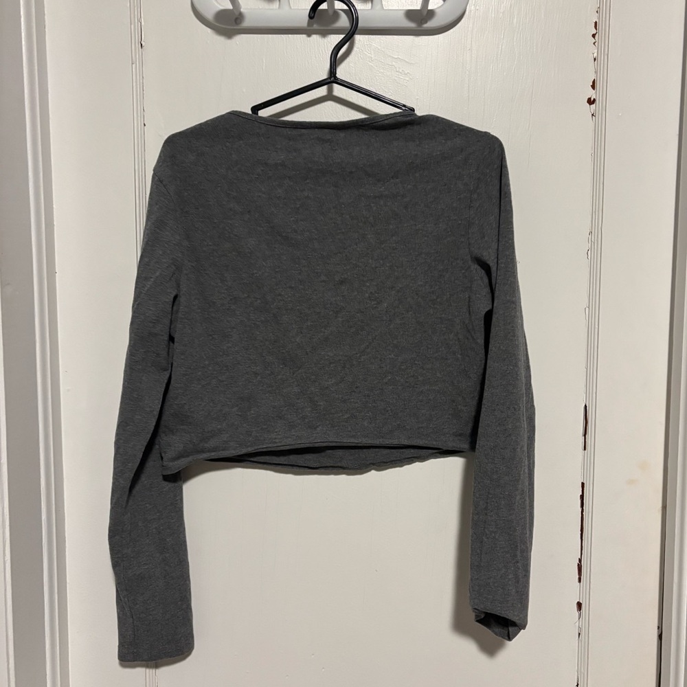 ✨ 3/$30 ✨ SHEIN EZwear Square Neck Long Sleeve Crop Top – Charcoal – Size XL - Picture 3 of 4